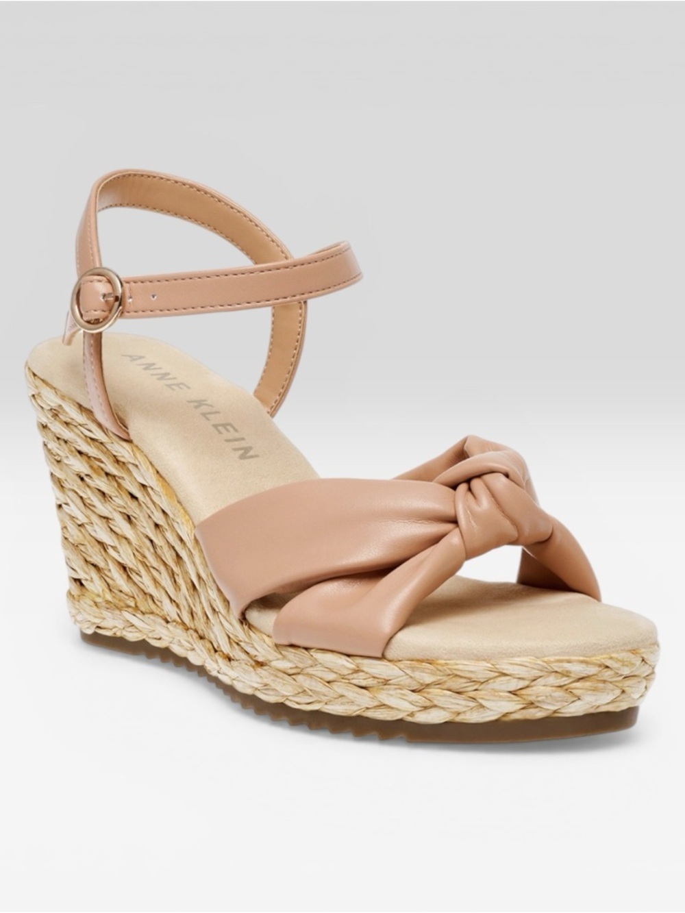 Anne Klein Wheatley Nude Knot Espadrille Wedge Sandal, size various
